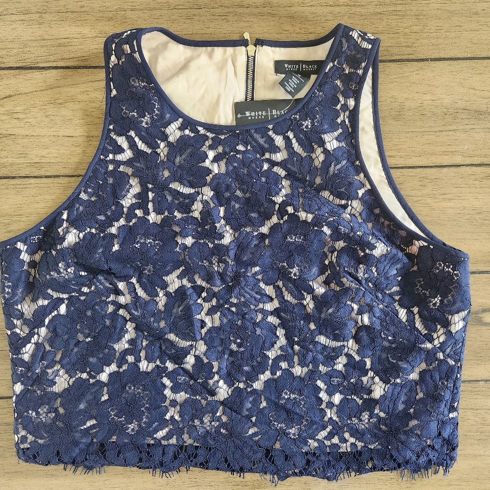 WHBM Navy Crop Top
